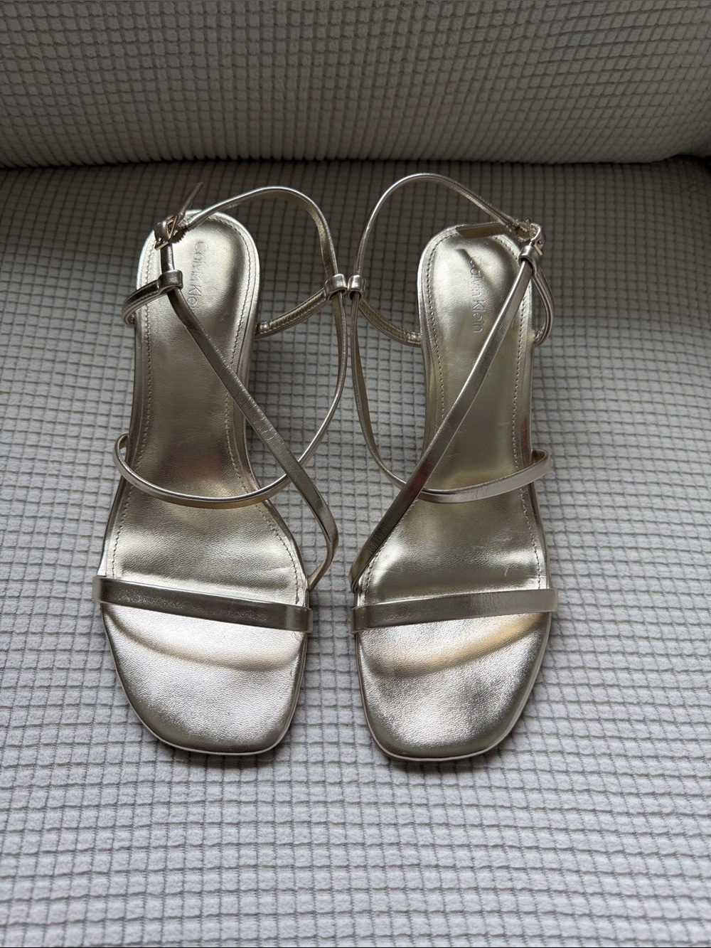 Calvin Klein Metallic Gold Strappy Heeled Sandals